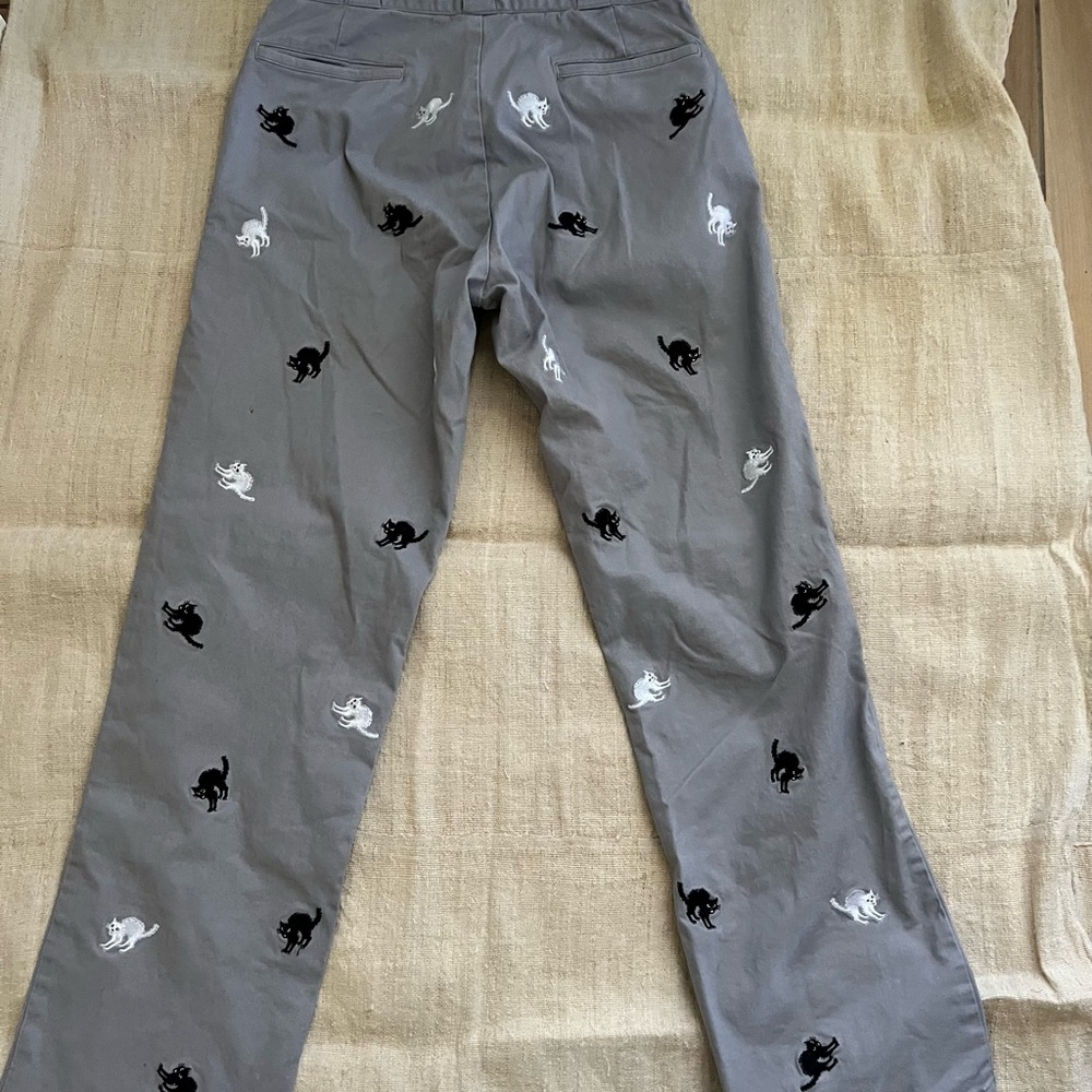 Hot Lava  Black Cat Pants Extra Small Embroidered Halloween XS Pockets Costume